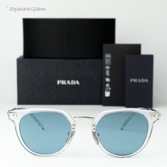 Prada Women Sunglasses Crystal Green Polarized Oval PR17YS 2AZ04D BRAND NEW - Picture 3 of 12
